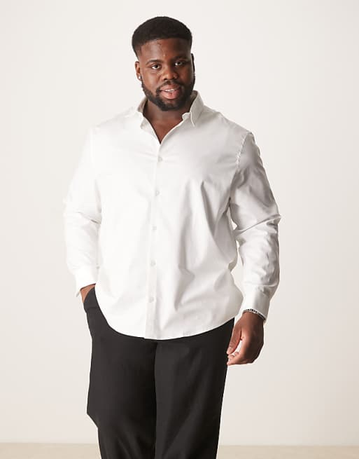 ASOS DESIGN Formal Easy Iron Twill Regular Shirt With Double Cuff In White