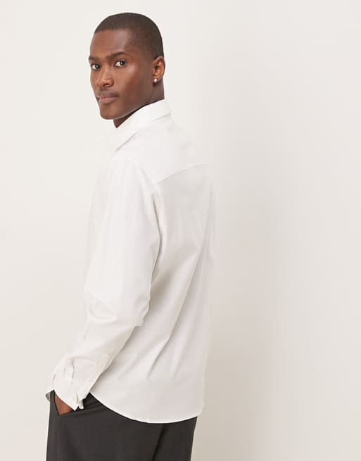 ASOS DESIGN Formal Easy Iron Twill Regular Shirt With Double Cuff In White