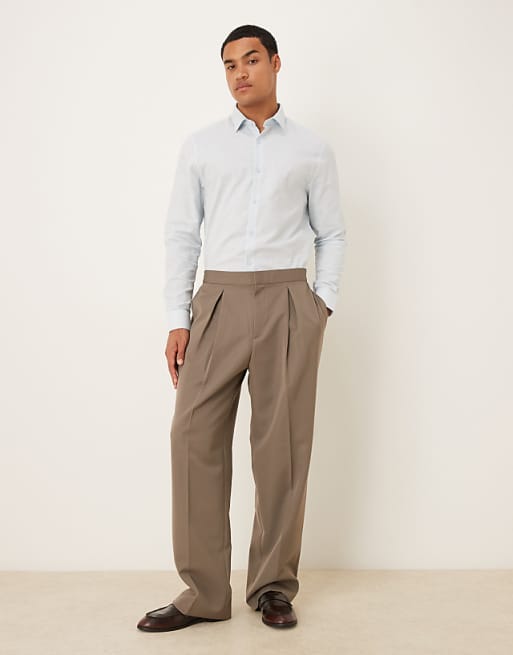 ASOS DESIGN Formal Linen Blend Regular Shirt In Blue