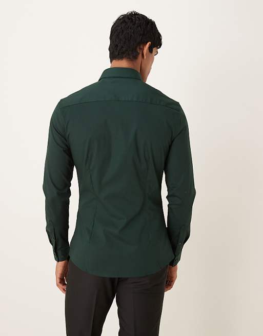 ASOS DESIGN Formal Skinny Shirt In Pine Green