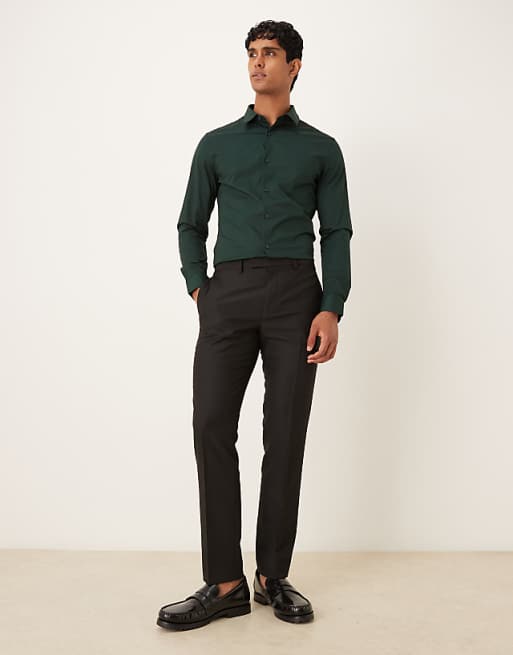 ASOS DESIGN formal skinny shirt in pine green