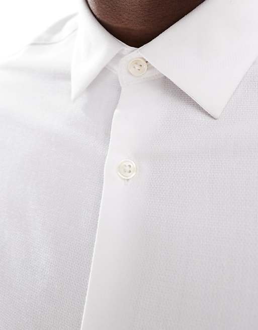 ASOS DESIGN Formal Textured Regular Shirt In White