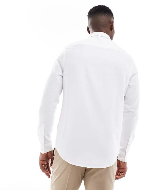 ASOS DESIGN Formal Textured Regular Shirt In White