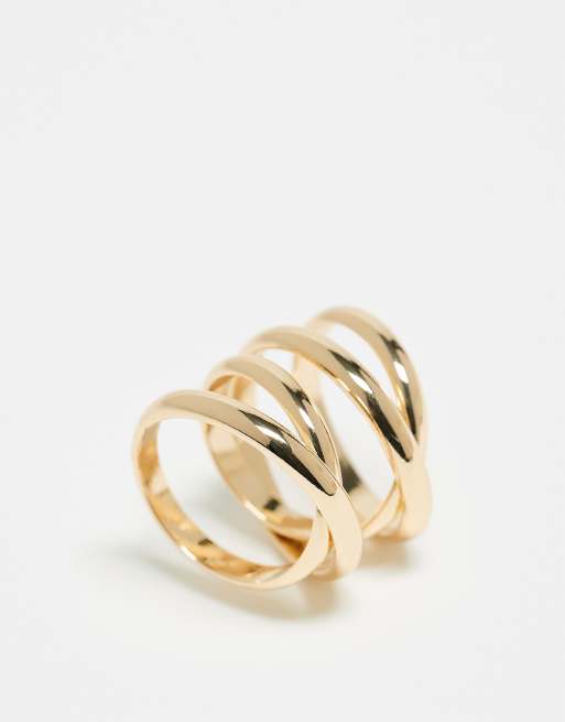 ASOS DESIGN Gold Ring With Triple Loop Design