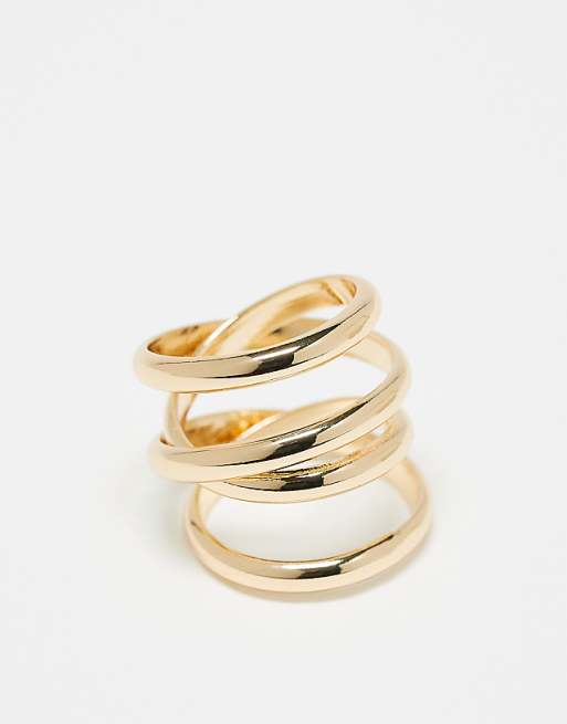 ASOS DESIGN gold ring with triple loop design