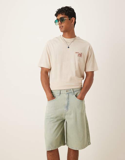 ASOS DESIGN green tint denim jorts