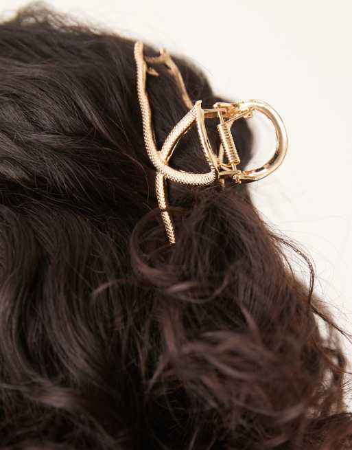 ASOS DESIGN Hair Claw With Snake Design In Gold Tone