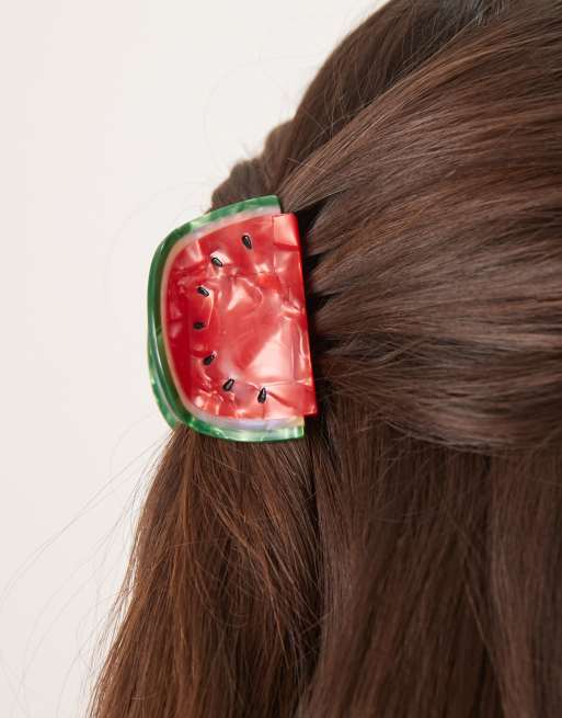 ASOS DESIGN Hair Claw With Watermelon Design In Red