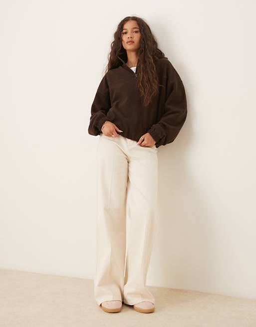 ASOS DESIGN half zip polar fleece in chocolate