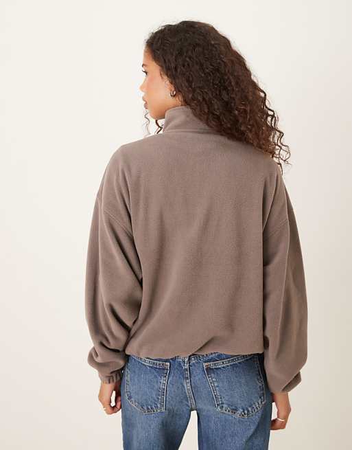 ASOS DESIGN Half Zip Polar Fleece In Taupe