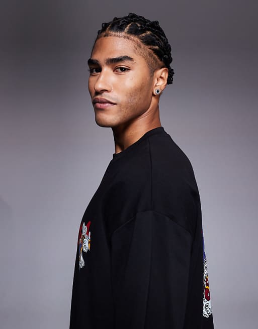 ASOS DESIGN Halloween Oversized T-shirt With Cat Graphic In Black