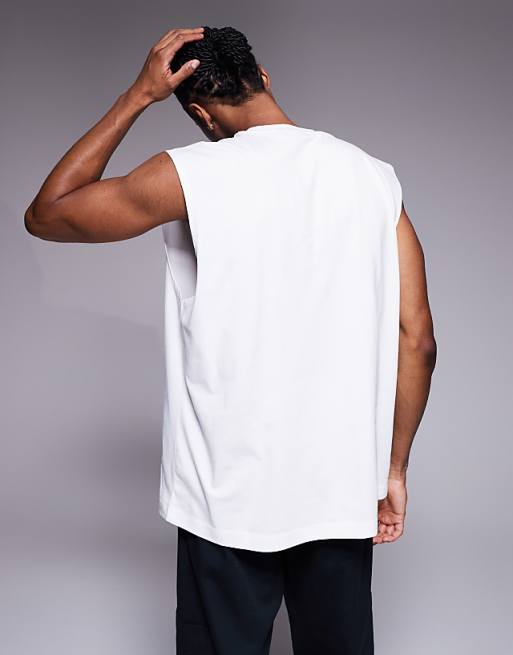 ASOS DESIGN Halloween Oversized Tank With Scary Face Graphic In White