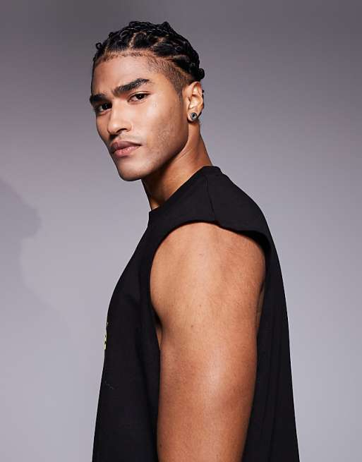 ASOS DESIGN Halloween Oversized Tank With Text Graphic In Black