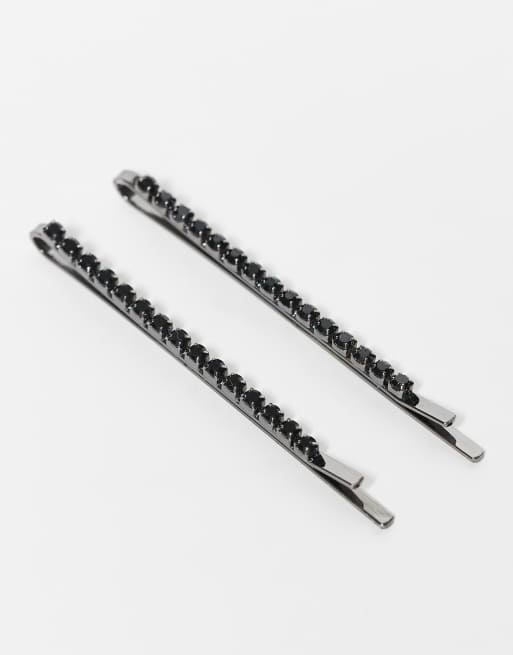 ASOS DESIGN Halloween Pack Of 4 Hair Slides With Crystal Spider Design In Silver Tone