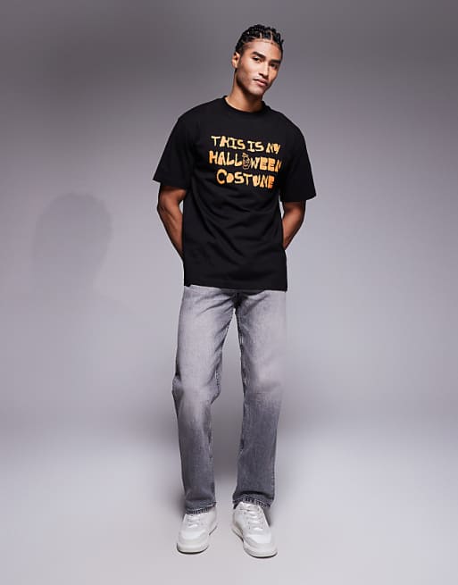 ASOS DESIGN Halloween Relaxed T-shirt With Slogan Text Graphic In Black