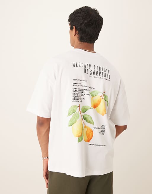 ASOS DESIGN Heavyweight 240g Oversized T-shirt With Lemon Print In White
