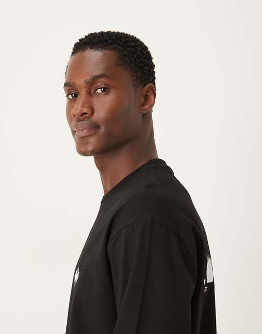 ASOS DESIGN Heavyweight 240gsm Long Sleeved Relaxed Fit T-shirt With Spine Print In Black