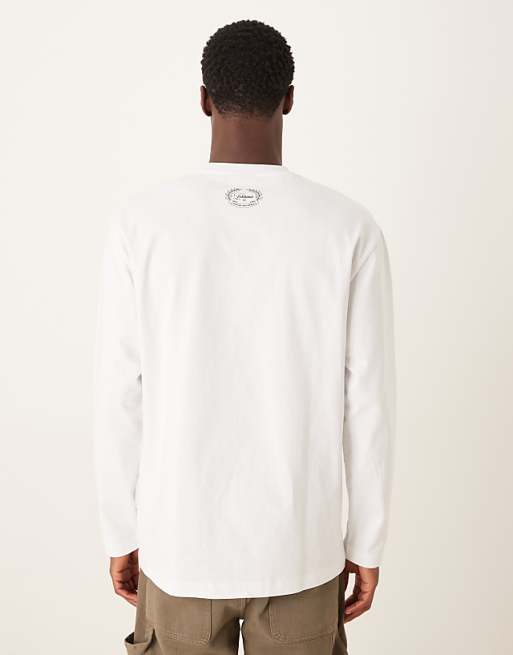 ASOS DESIGN Heavyweight 240gsm Long Sleeved T-shirt With Sports Print In White