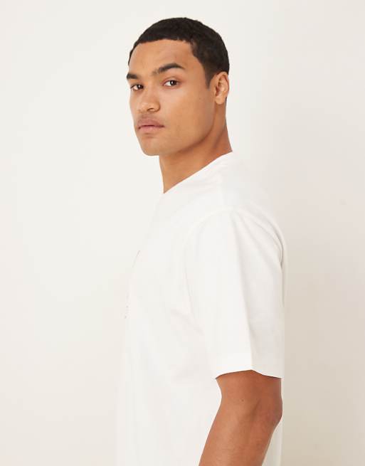 ASOS DESIGN Heavyweight 240gsm Relaxed Fit Printed T-shirt In Ecru