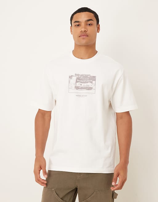 ASOS DESIGN heavyweight 240gsm relaxed fit printed t-shirt in ecru