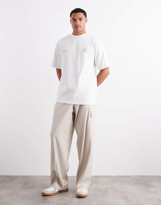 ASOS DESIGN Heavyweight 240gsm T-shirt With Chest Print In White