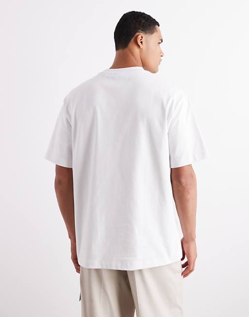 ASOS DESIGN Heavyweight 240gsm T-shirt With Chest Print In White