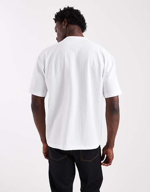 ASOS DESIGN Heavyweight Boxy Oversized T-shirt In Textured Stripe