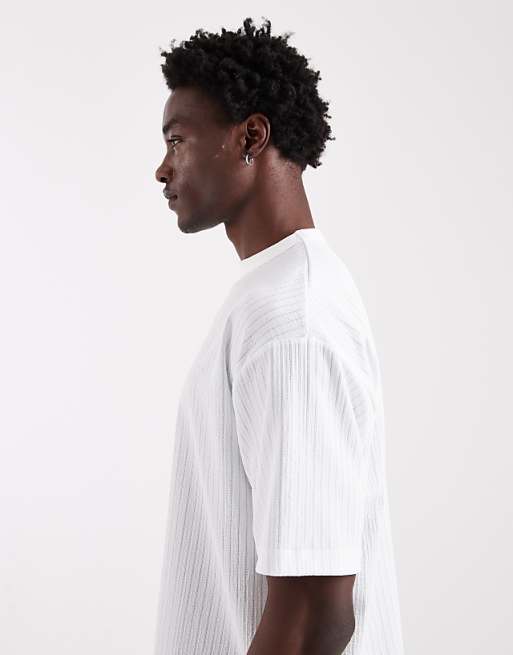 ASOS DESIGN Heavyweight Boxy Oversized T-shirt In Textured Stripe