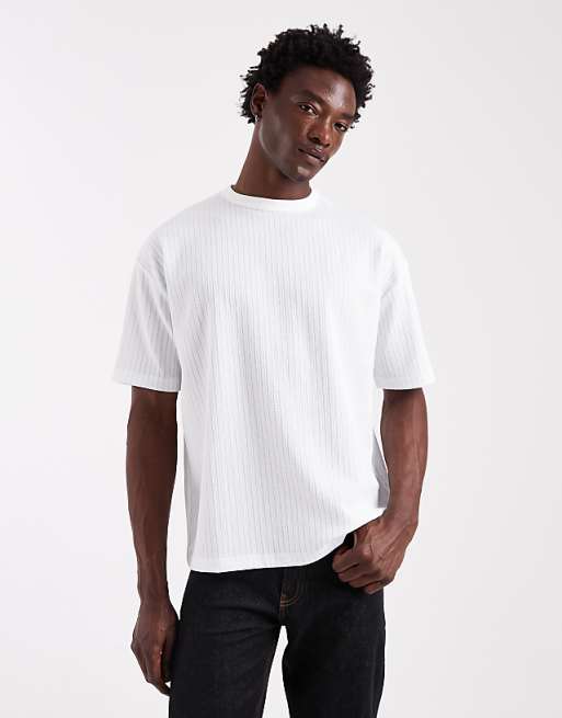 ASOS DESIGN heavyweight boxy oversized t-shirt in textured stripe