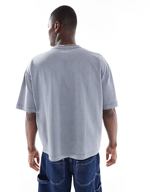 ASOS DESIGN Heavyweight Boxy Oversized T-shirt In Light Washed Grey With High Summer Graphic
