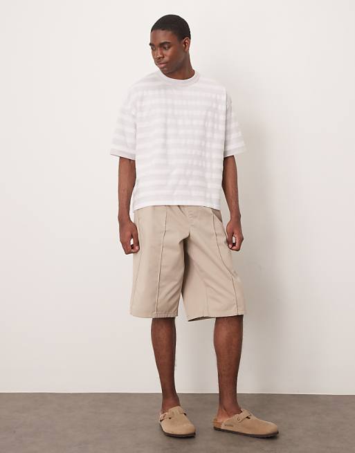 ASOS DESIGN Heavyweight Boxy Oversized T-shirt In Grey And White Stripe