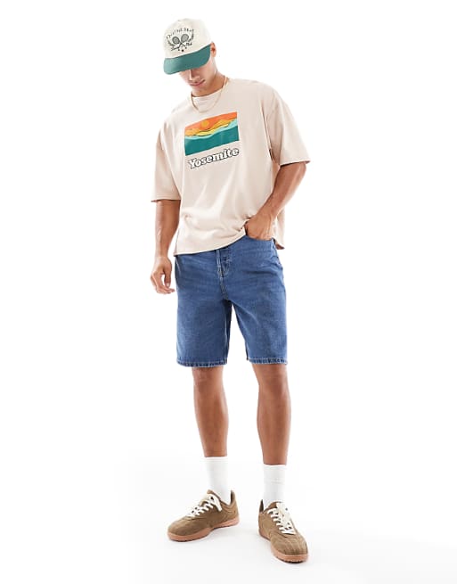 ASOS DESIGN Heavyweight Boxy Oversized T-shirt With Summer Graphic In Stone