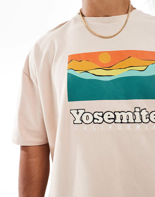 ASOS DESIGN Heavyweight Boxy Oversized T-shirt With Summer Graphic In Stone
