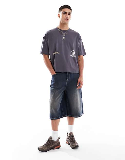 ASOS DESIGN Heavyweight Boxy Oversized T-shirt With City Print In Navy