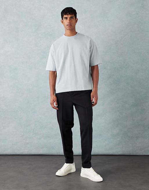ASOS DESIGN Heavyweight Boxy Oversized T-shirt With Chest Logo Embroidery In Grey Texture