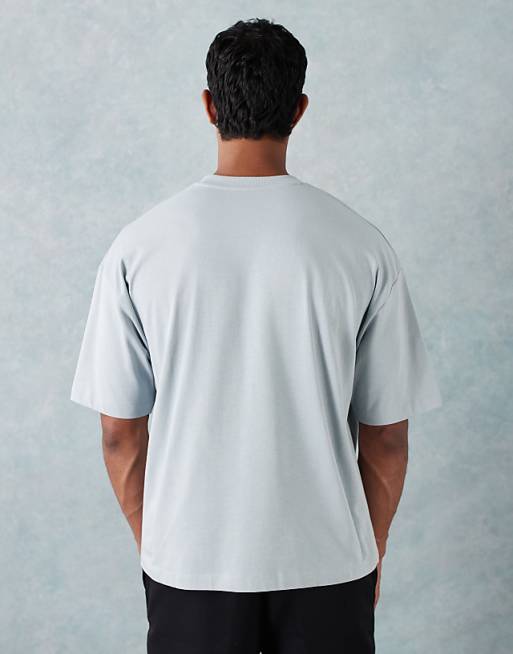 ASOS DESIGN Heavyweight Boxy Oversized T-shirt With Chest Logo Embroidery In Grey Texture