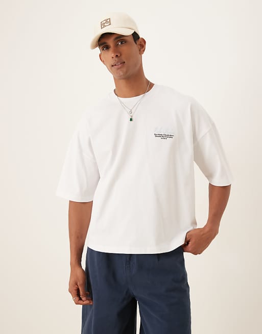 ASOS DESIGN Heavyweight Boxy Oversized T-shirt With Text Print In White
