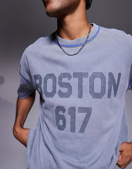 ASOS DESIGN Heavyweight Boxy Oversized T-shirt With City Graphic In Washed Grey