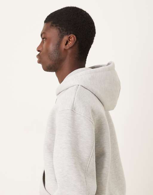 ASOS DESIGN Heavyweight Boxy Relaxed Zip Through Hoodie In Scuba-style Fabric In Grey Marl