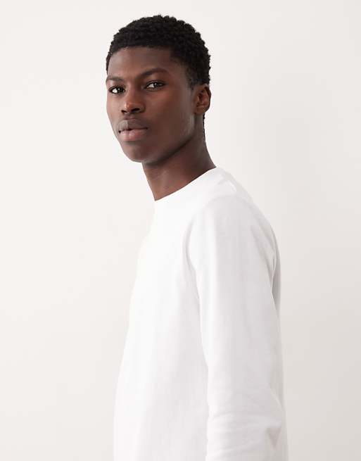 ASOS DESIGN Heavyweight Crew Neck Long Sleeve T-shirt In White