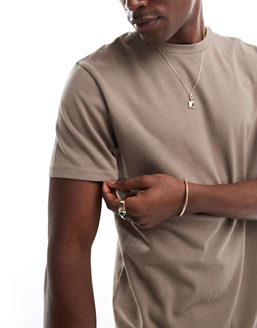 ASOS DESIGN Heavyweight Crew Neck T-shirt In Brown