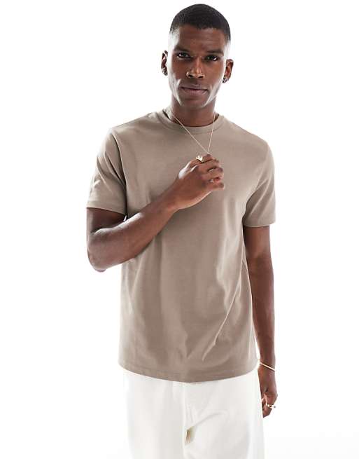 ASOS DESIGN heavyweight crew neck t-shirt in brown