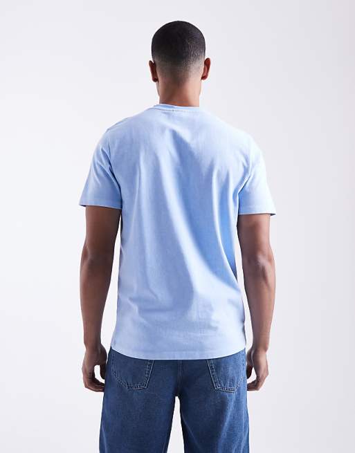 ASOS DESIGN Heavyweight Crew Neck T-shirt In Garment Dyed Blue