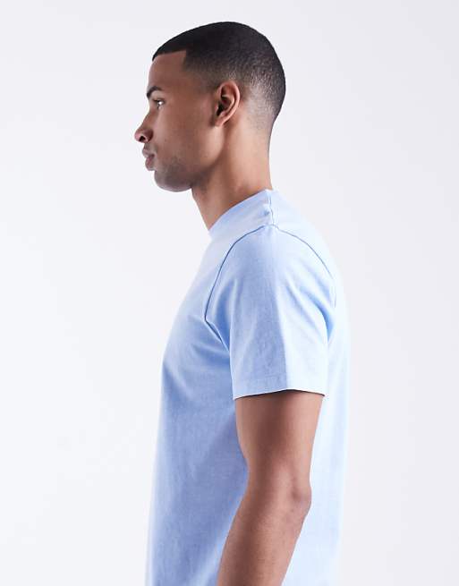 ASOS DESIGN Heavyweight Crew Neck T-shirt In Garment Dyed Blue