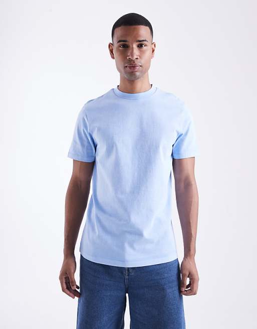 ASOS DESIGN heavyweight crew neck t-shirt in garment dyed blue