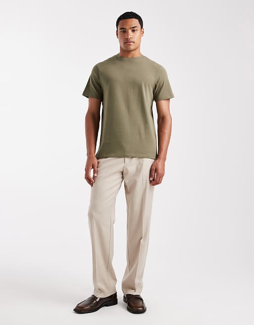 ASOS DESIGN Heavyweight Crew Neck T-shirt In Khaki