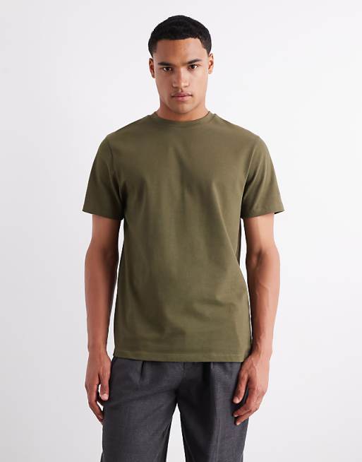 ASOS DESIGN heavyweight crew neck t-shirt in khaki