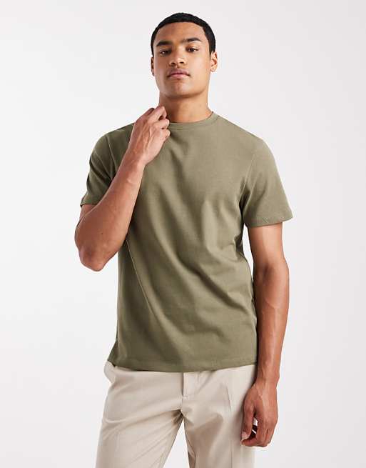 ASOS DESIGN heavyweight crew neck t-shirt in khaki