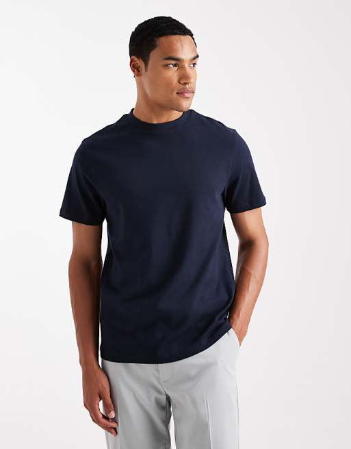 ASOS DESIGN heavyweight crew neck t-shirt in navy