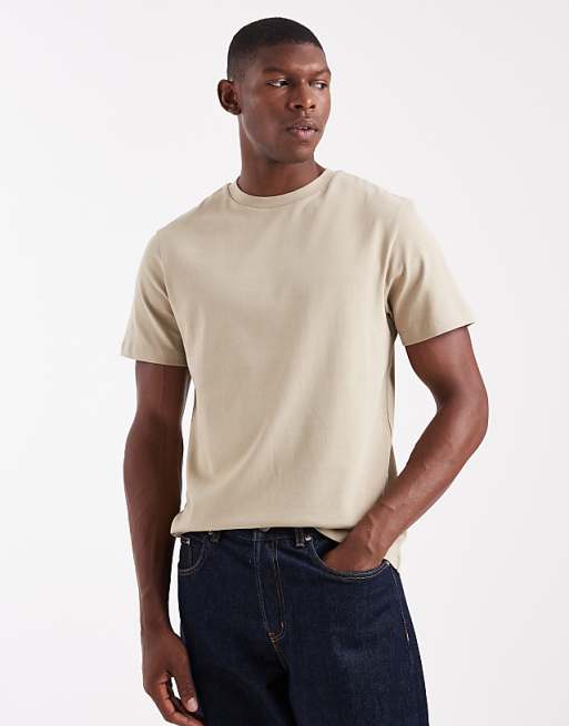ASOS DESIGN heavyweight crew neck t-shirt in stone